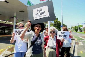 Helga Arlington protests against a new liquor store in Mt Albert