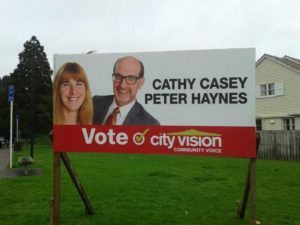 Peter Haynes and Cathy Casey election hoarding