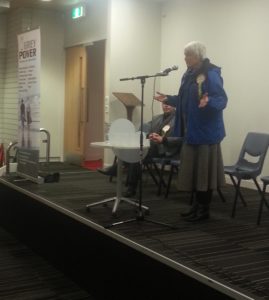 Robyn Northy and Brent Morrisey speak to Grey Power meeting