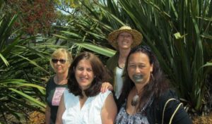 Kahui member Erin Heslin, Margi Watson, Kahui member Cassie Heslin (hat) and Kahui director Bernadette Papa